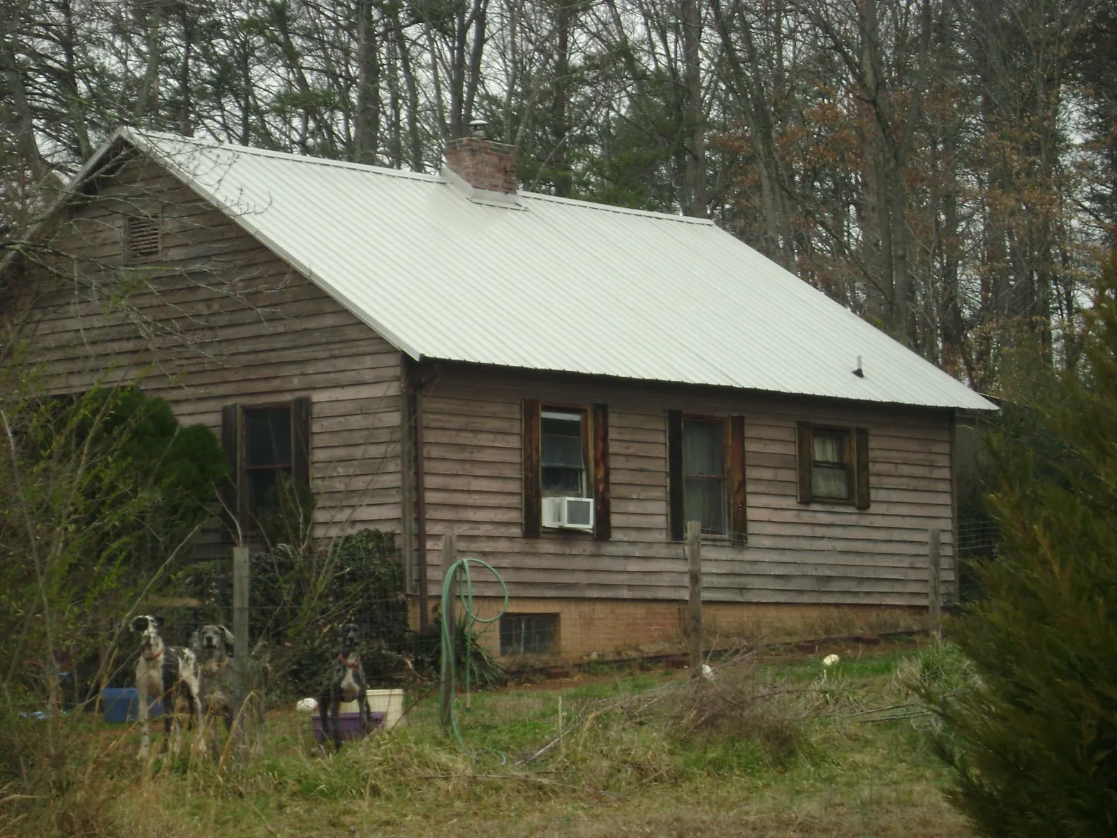 White metal roof on an old wood sided farmhouse, from a Asphalt Shingle Roof Repair job in Kimballton